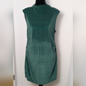 A New Day Mini Dress Women's Size XXL Green Velvet Ruched Sleeveless Holiday